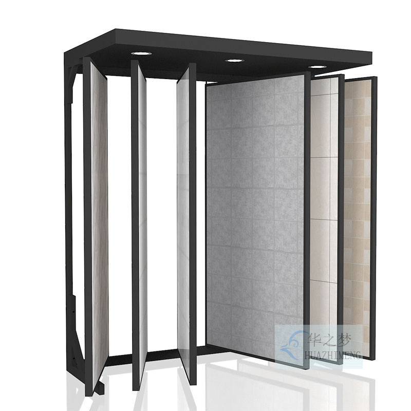 Large Page-Turning Display Racks Stone Wood Flooring Tiles Stand - Image 4