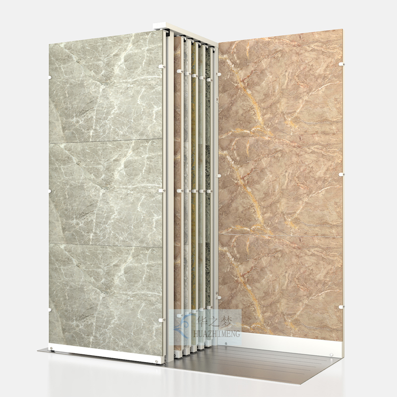 Custom Multi-tiered Flat Pushing Floor Marble Tile Display Racks