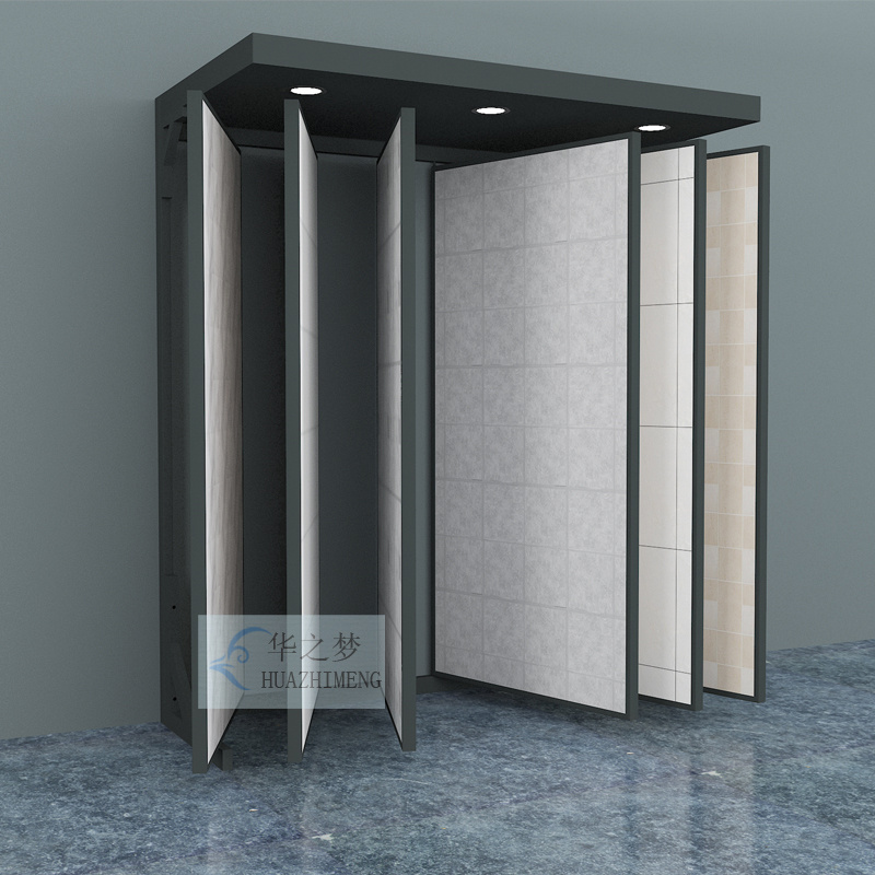 Large Page-Turning Display Racks Stone Wood Flooring Tiles Stand