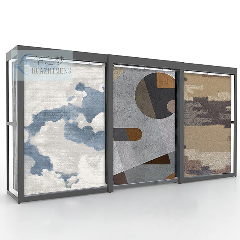 Custom Free Standing Carpet Rug Push Pull Large Blanket Display Rack