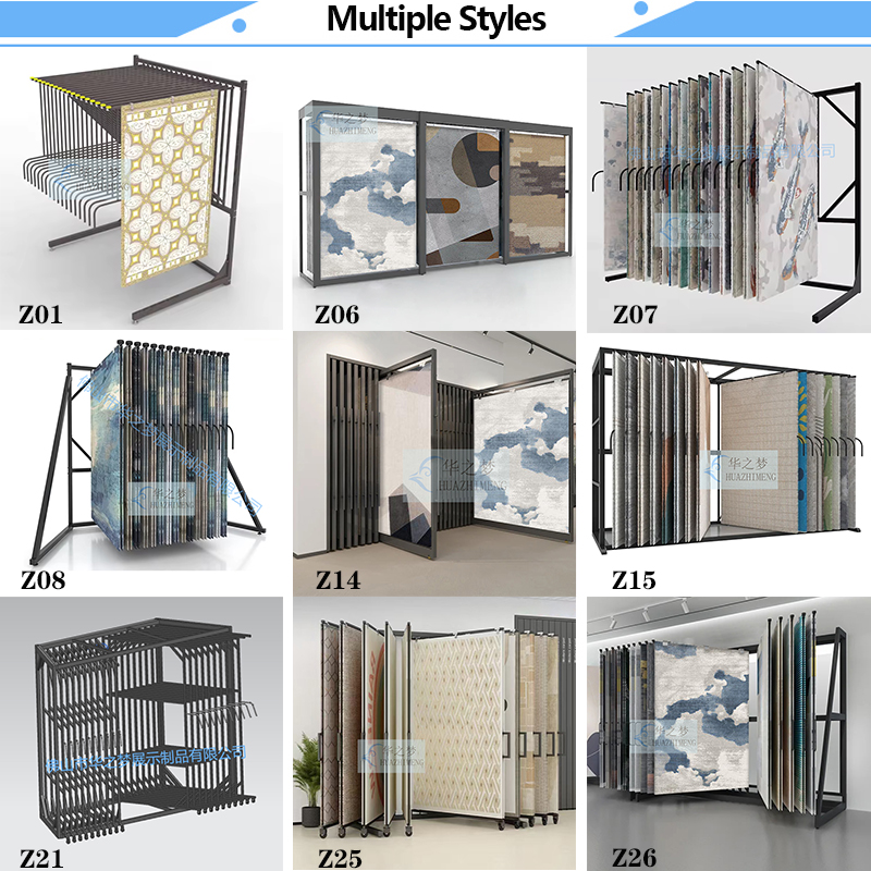 Modern Metal Hanging Carpet Display Rack Carpet Showroom Rug Stand - Image 4