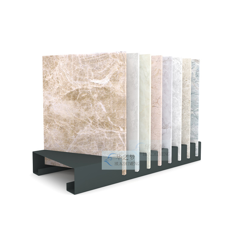 Simple Stone Quartz Sample Counter Tile Rack Metal Ceramic Showroom
