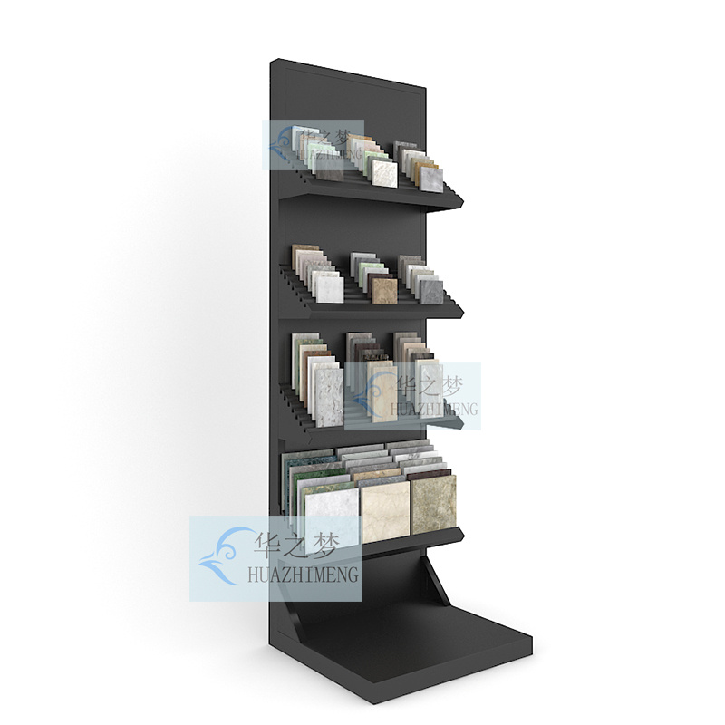 Floor Standing Tile Display Rack Slotted Marblestep Stone Stand