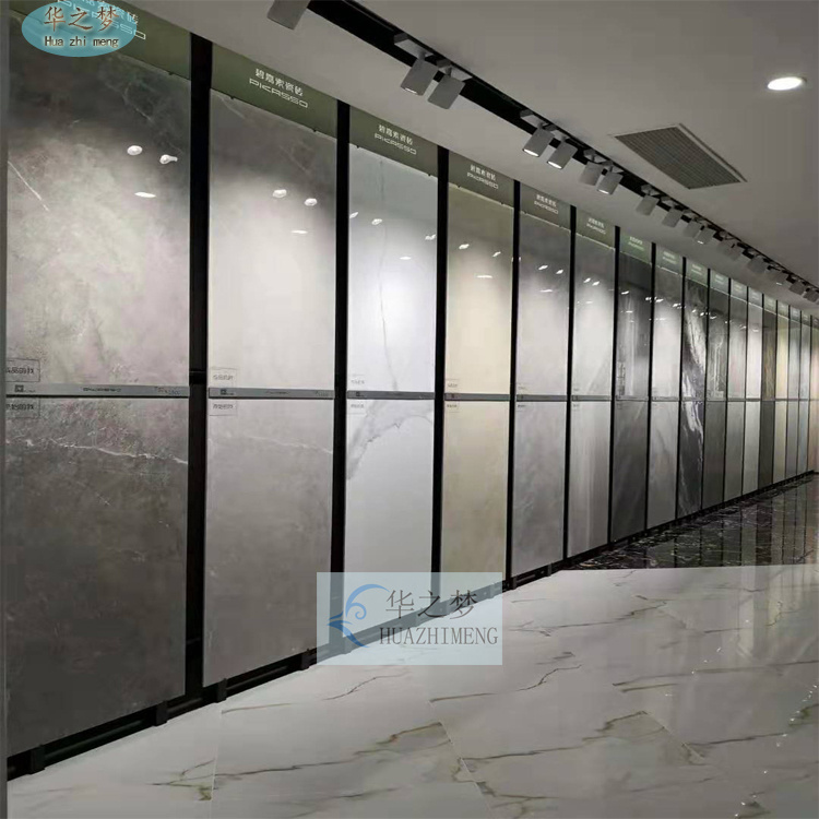 Vertical Wall Fixed Ceramic Marble Granite Display Rack Showroom
