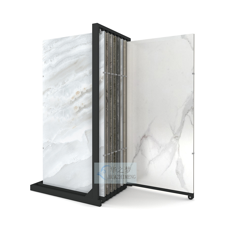 Metal Marble Stone Sliding Ceramic Tile Showroom Displays Rack