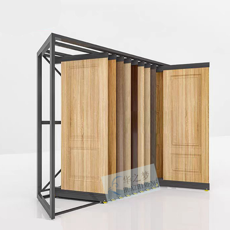 Pull Out Wood Door Metal Rack Sliding Window Sample Frame Display