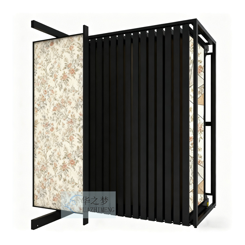 Customized pull-out 360° rotating wallpaper display stand