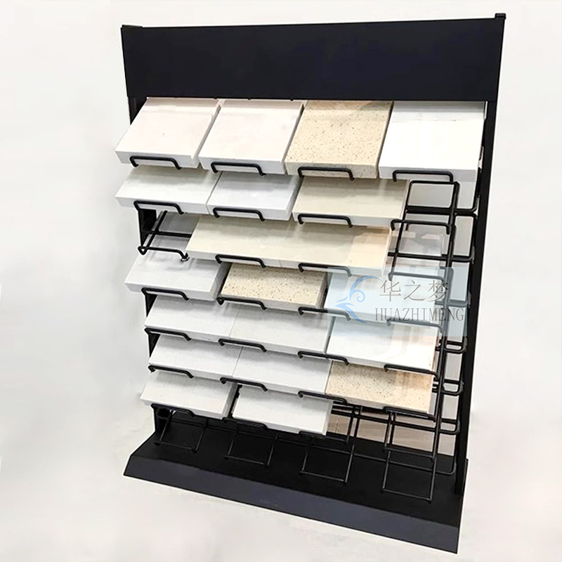 Custom 18-Tile Stone Display Rack Counter Standing Rack