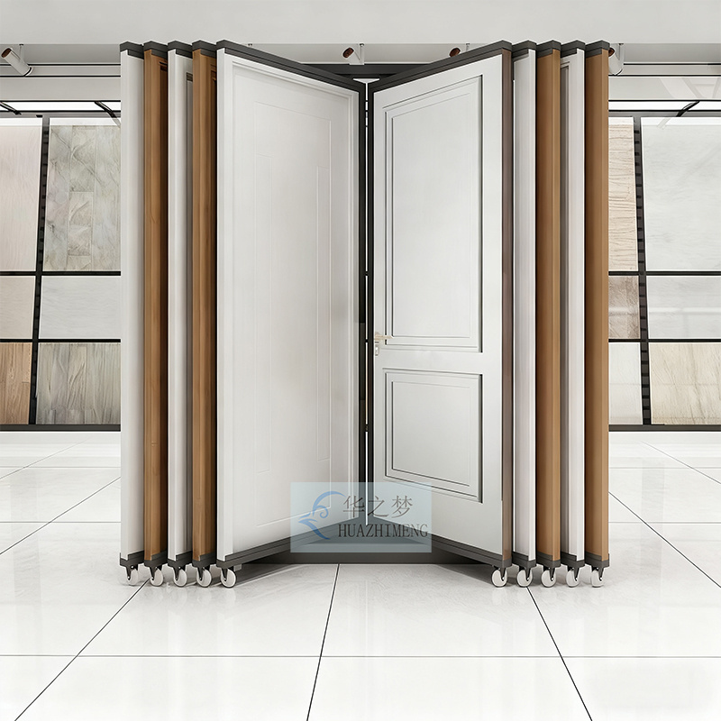 Freestanding Metal Display Rack with Wooden Door Window Exhibition