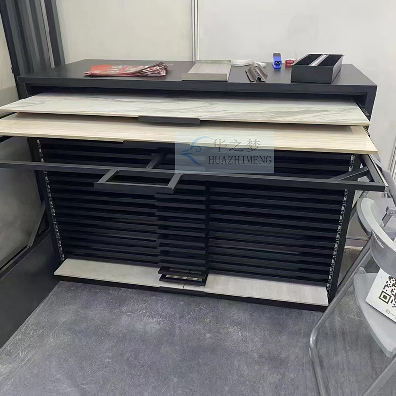 Marble Quartz Stone Sample Wooden Floor Tile Cabinet Display Stand