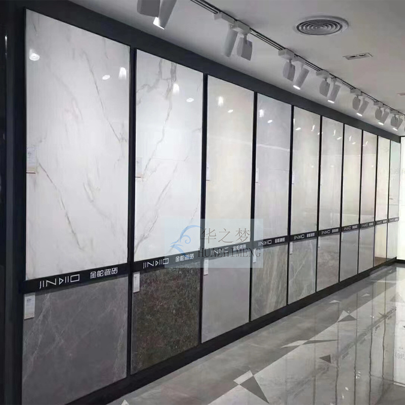 Customized adjustable marble tile stone wall mounted display rack