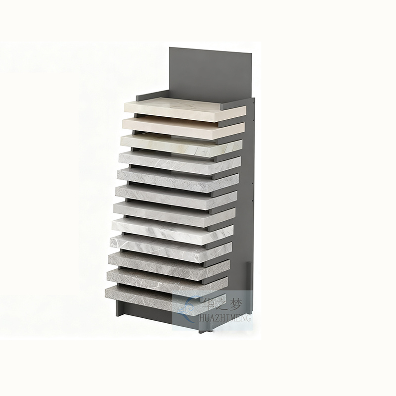 Custom Stone Sample Quartz Display Rack Ceramic Floor Standing