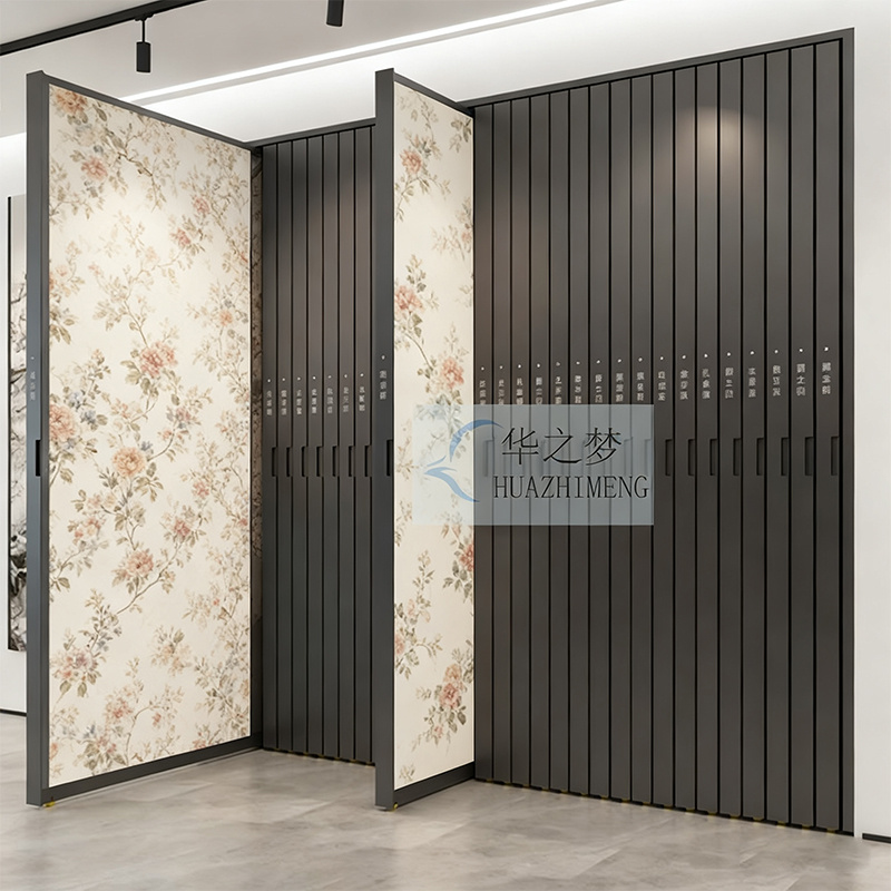 Push Pull Hanging Painting Stand Rotating Wallpaper Display Rack