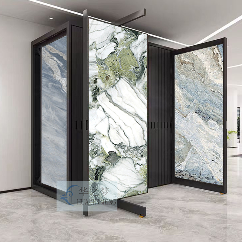 Ceramic Tile Sliding Adjustable 360 Rotating Stone Display Rack