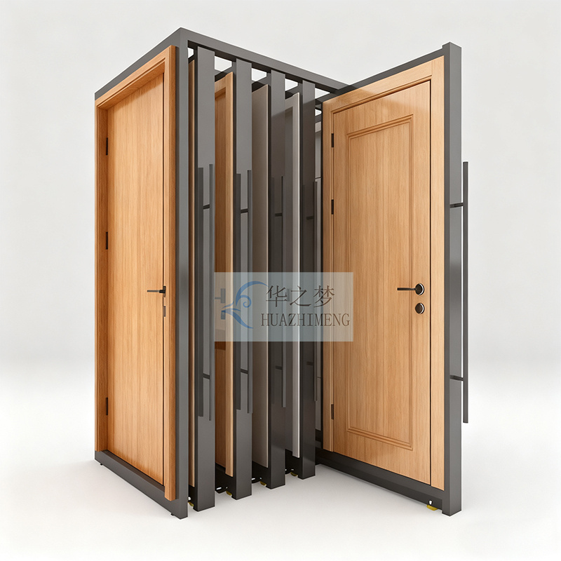 Push Pull Out Type Display Rack Sliding Metal Frame Wood Doors