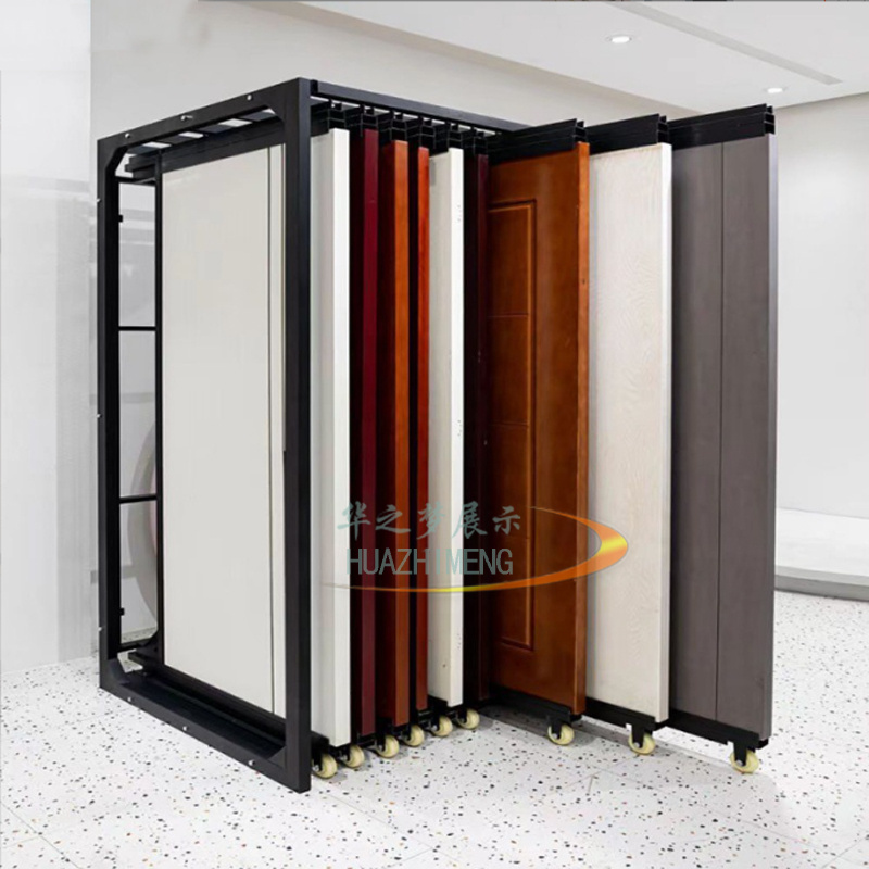 Pull Out Wood Door Metal Rack Sliding Window Sample Frame Display - Image 4