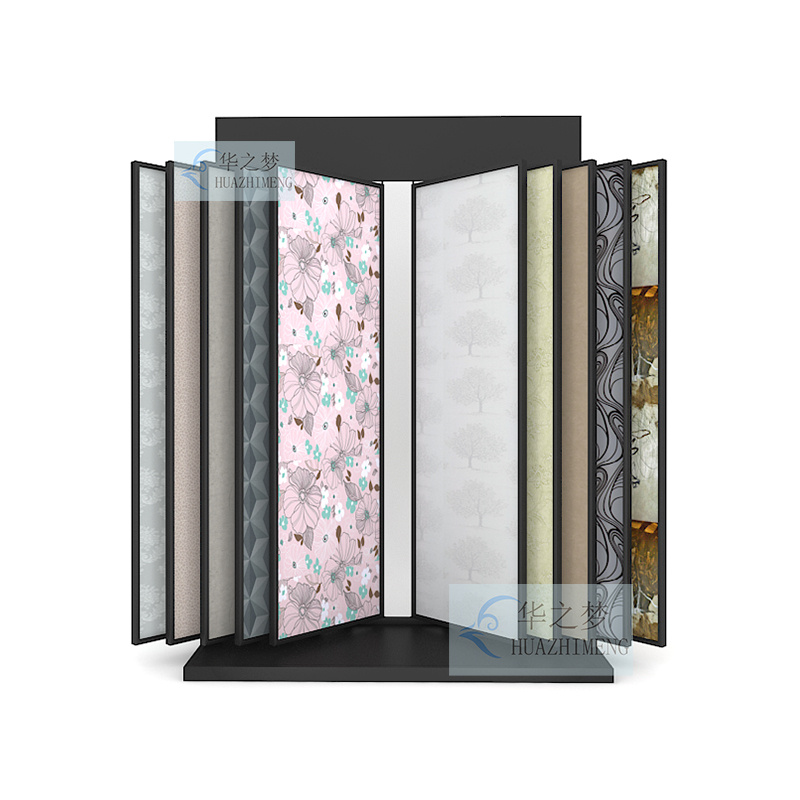 Metal Wallpaper Display Stand 3d Book Type Turning Display