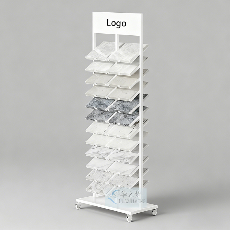 Huazhimeng Tile Sample Display Rack Stone Mosaic Floor Standing