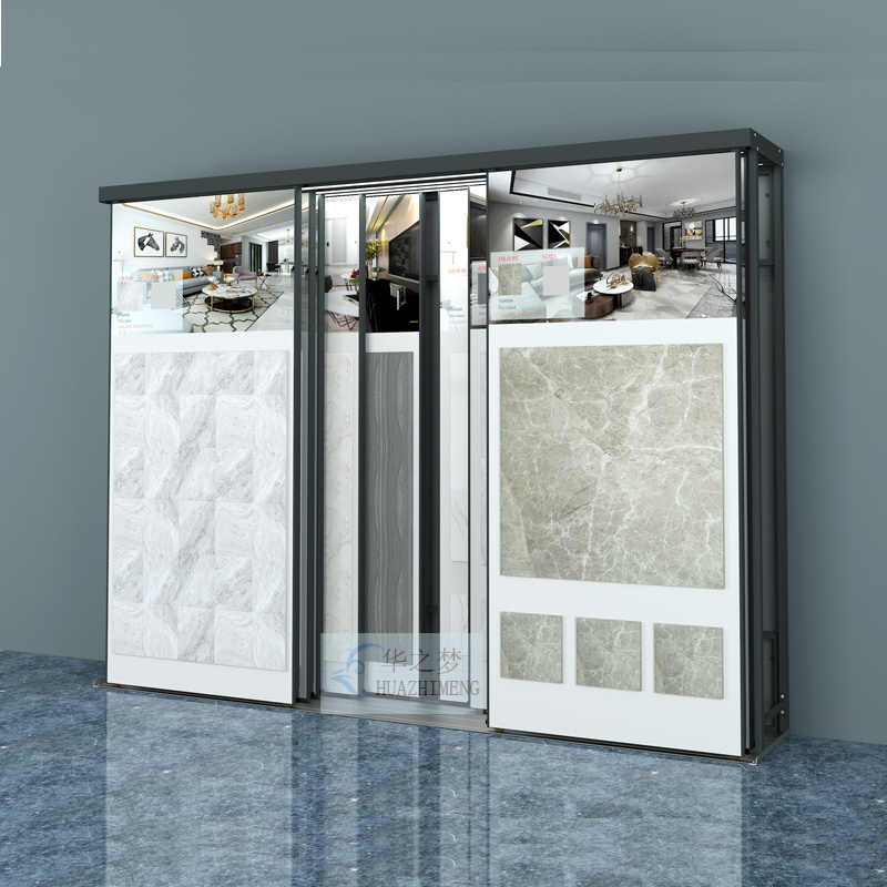 Custom Logo Metal Flat Push-Pull Tile Slab UV Stone Display Stand