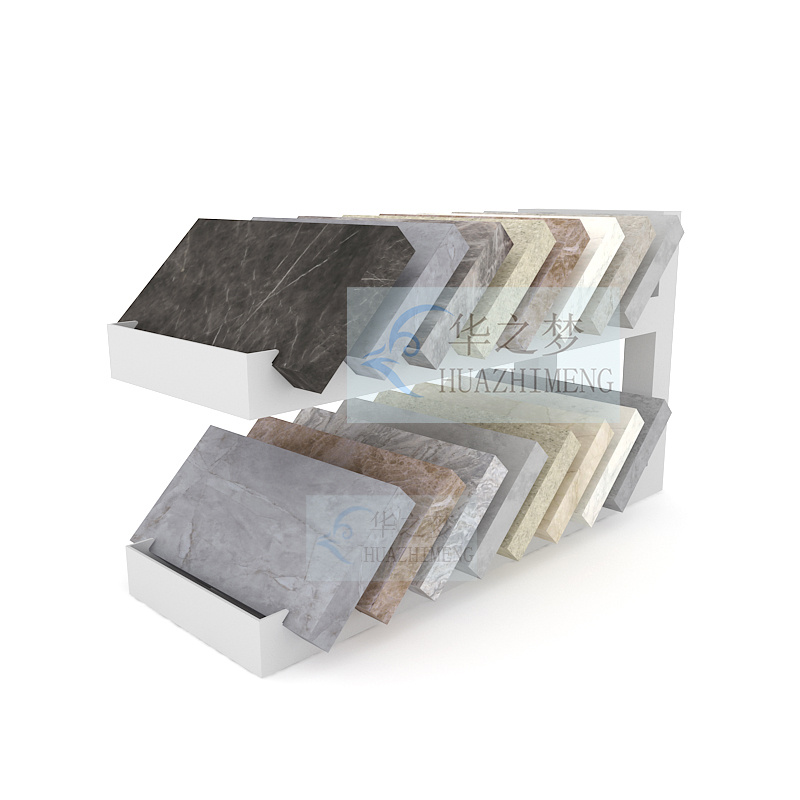 Double Layer Tile Mosaic Marble Floor Display Rack Showroom