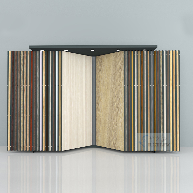 Customized Book Type Page Turning Wood Flooring Lvt Display Rack