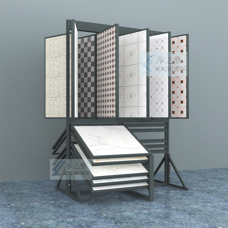 Tile Stone Turn Page and Inclined Combined White Display Rack - Image 4