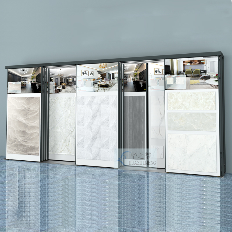 Custom Logo Metal Flat Push-Pull Tile Slab UV Stone Display Stand - Image 2