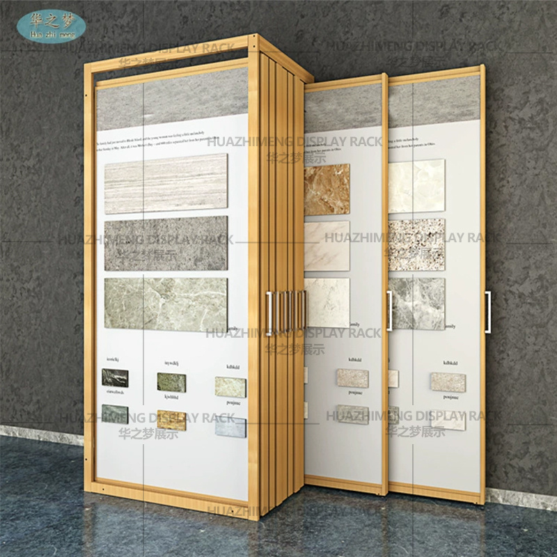 Sliding PVC Wall Panel Pull Out Flexible Stone Tile Display Rack