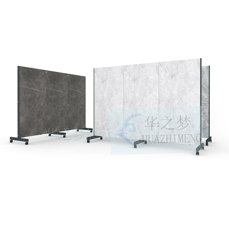 Mobile Sliding Floor Standing Stone Large Ceramic Display Rack