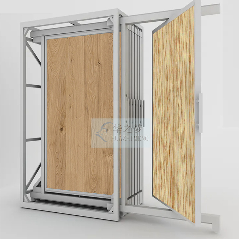 Customized Holder Sliding Rotating Wood Floor Tile Display Rack