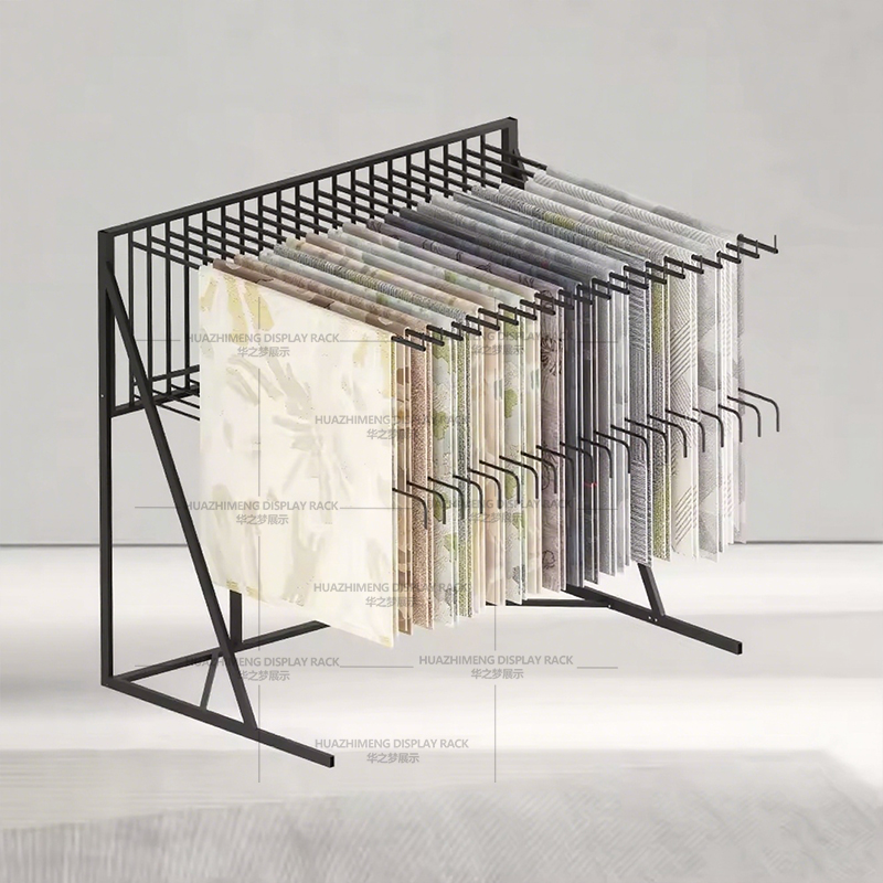 Modern Page-Turning Showroom Rug Rack Display Rubber Blanket Metal Stand - Image 3