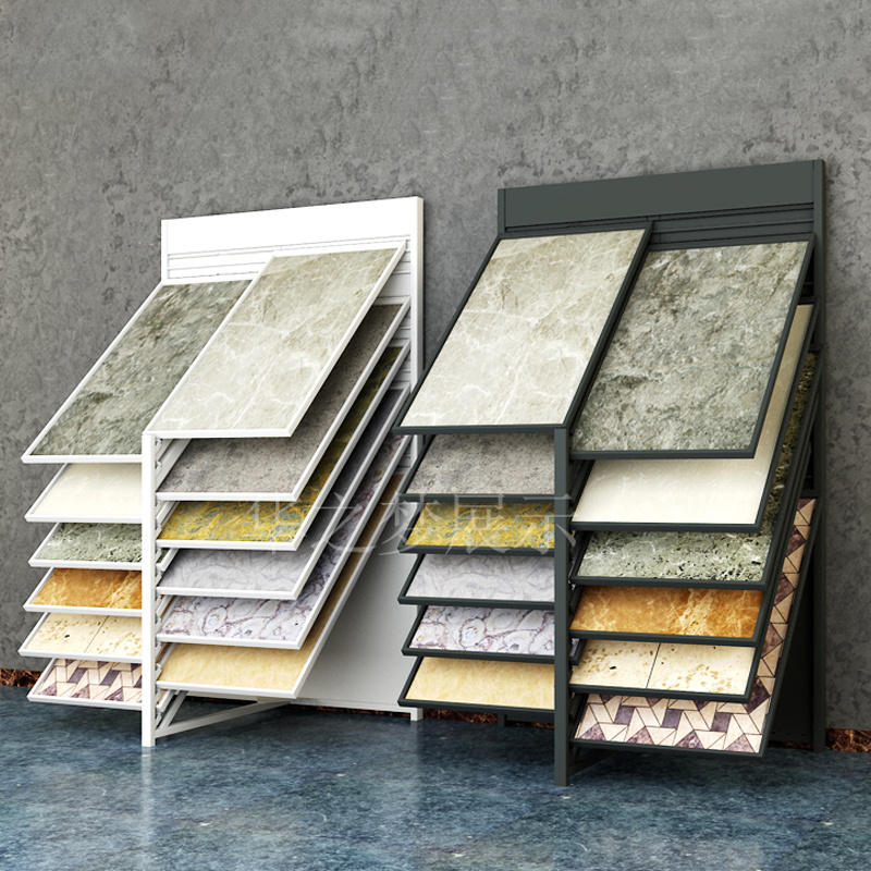 Customized Ceramic Tile Recline Display Stand Design Showroom