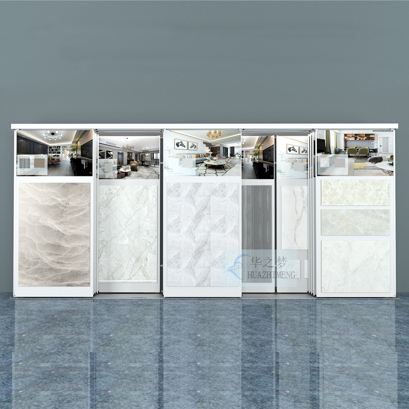 Custom Logo Metal Flat Push-Pull Tile Slab UV Stone Display Stand - Image 3