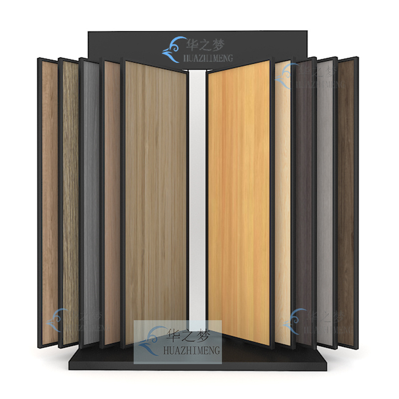 Metal Wing Book Type Wooden Flooring Sample Tile Display Rack